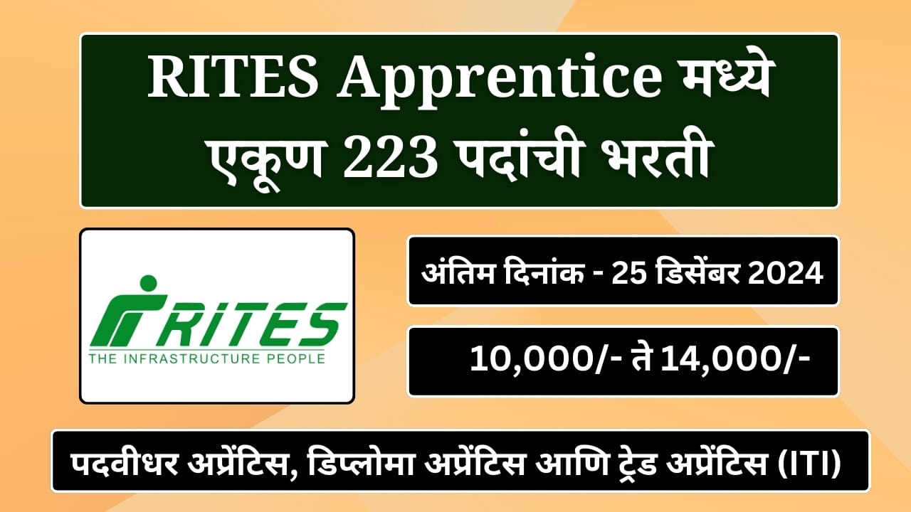 RITES Apprentice Bharti for 223 posts