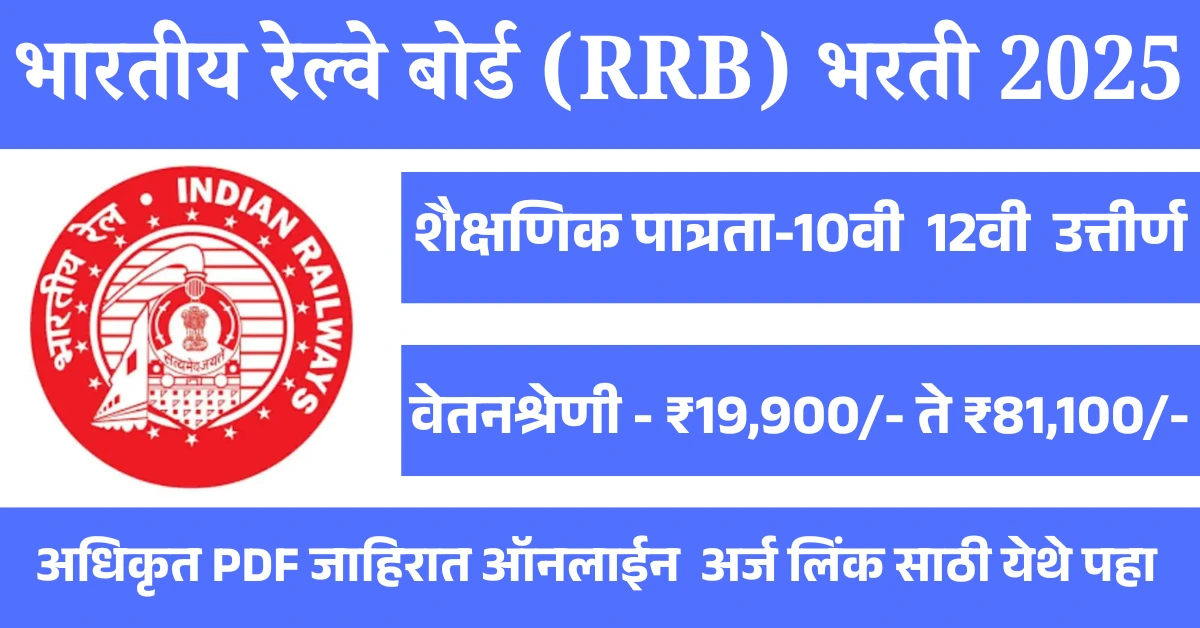 भारतीय रेल्वे बोर्ड (RRB) भरती 2025 – ऑनलाईन अर्ज सुरू!